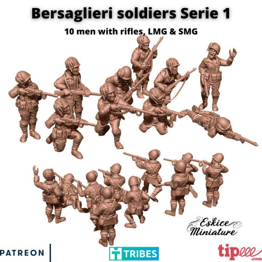 WWII Italian Bersaglieri Squad (10 models) Various Scales Historical Wargaming