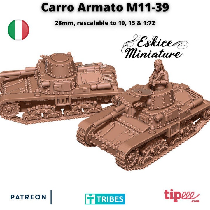 WWII Italian Carro Armato M11-39 Tank Various Scales Historical Wargaming (US tariffs are pre-paid by us)