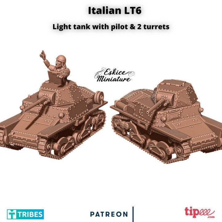 WWII Italian LT6 Tank Various Scales Historical Wargaming (US tariffs are pre-paid by us)