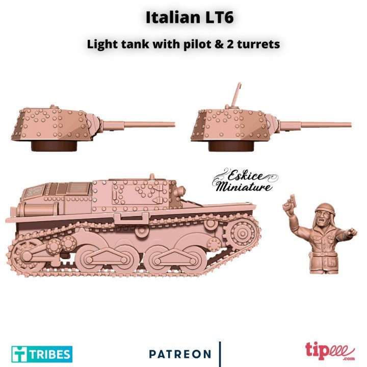 WWII Italian LT6 Tank Various Scales Historical Wargaming (US tariffs are pre-paid by us)