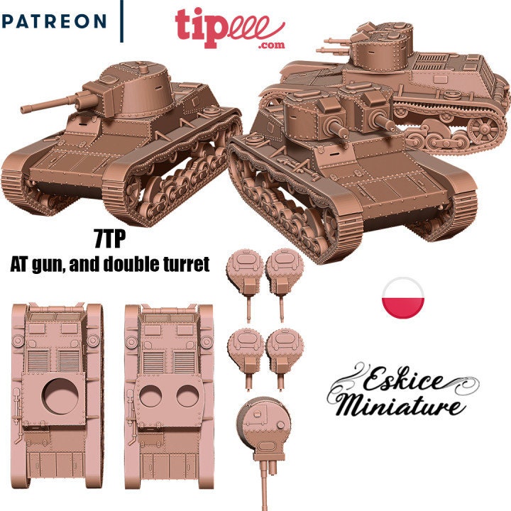WWII Polish 7TP Tank Various Scales Historical Wargaming (US tariffs are pre-paid by us)