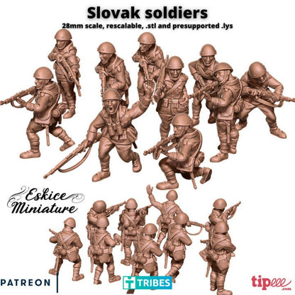 WWII Slovak Infantry Squad (10 models) Various Scales Historical Wargaming