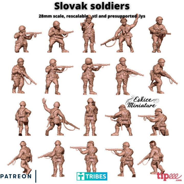 WWII Slovak Infantry Squad (10 models) Various Scales Historical Wargaming (US tariffs are pre-paid by us)