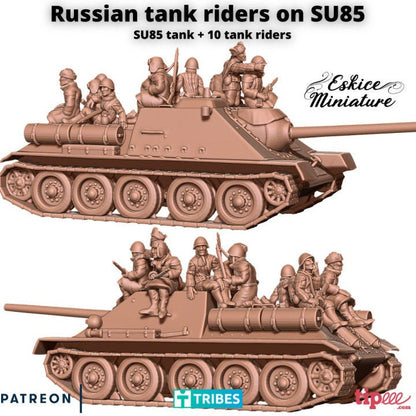 WWII Soviet SU85 with Tank Riders Various Scales Historical Wargaming (US tariffs are pre-paid by us)