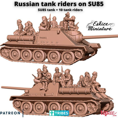 WWII Soviet SU85 with Tank Riders Various Scales Historical Wargaming