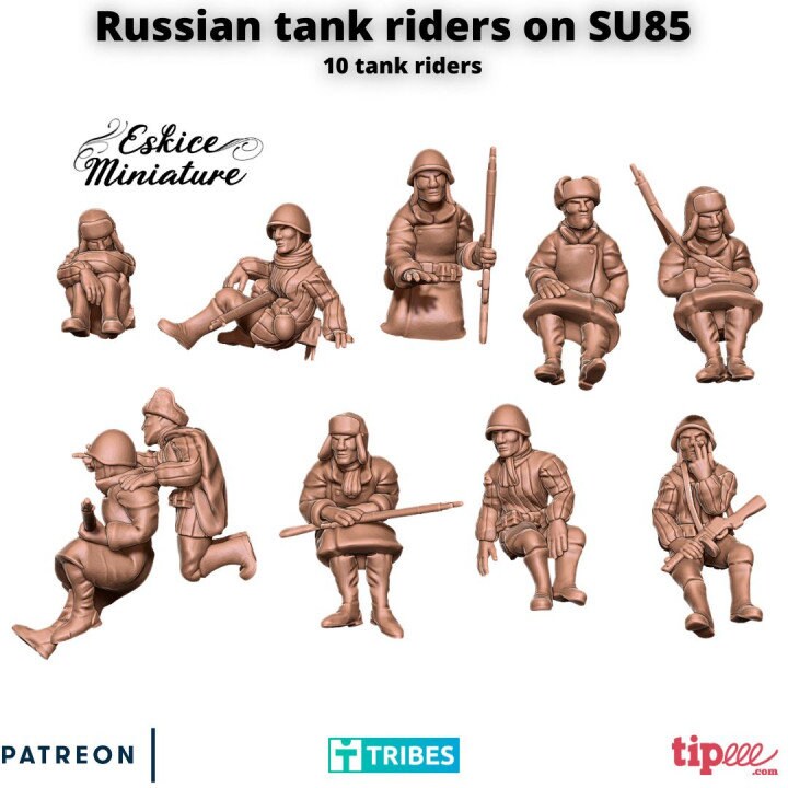 WWII Soviet SU85 with Tank Riders Various Scales Historical Wargaming (US tariffs are pre-paid by us)