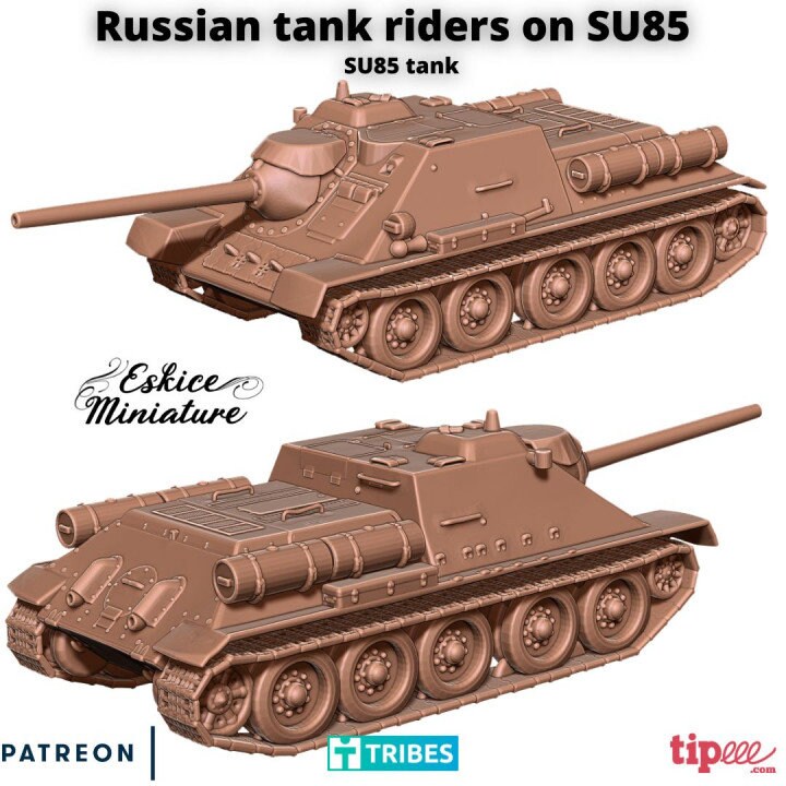 WWII Soviet SU85 with Tank Riders Various Scales Historical Wargaming