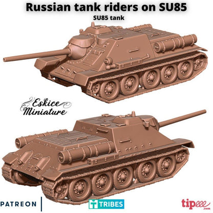 WWII Soviet SU85 with Tank Riders Various Scales Historical Wargaming (US tariffs are pre-paid by us)