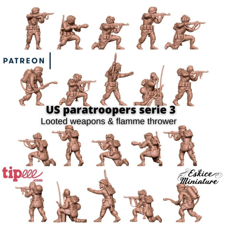 WWII US Paratroopers Infantry Squad 3 (10 models) Various Scales Historical Wargaming (US tariffs are pre-paid by us)