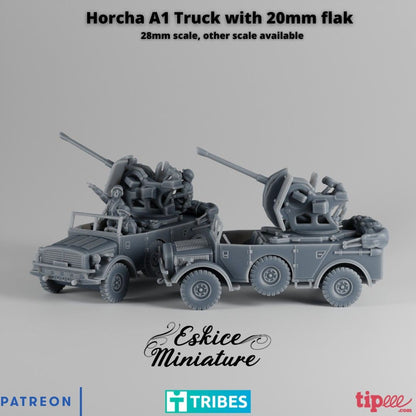 WWII German Horch A1 Truck with 2cm Flak with Crew Various Scales Historical Wargaming (1 model)