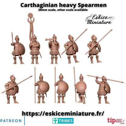 Ancient Carthaginian Heavy Spearmen Unit (10 models) Various Scales Historical Wargaming