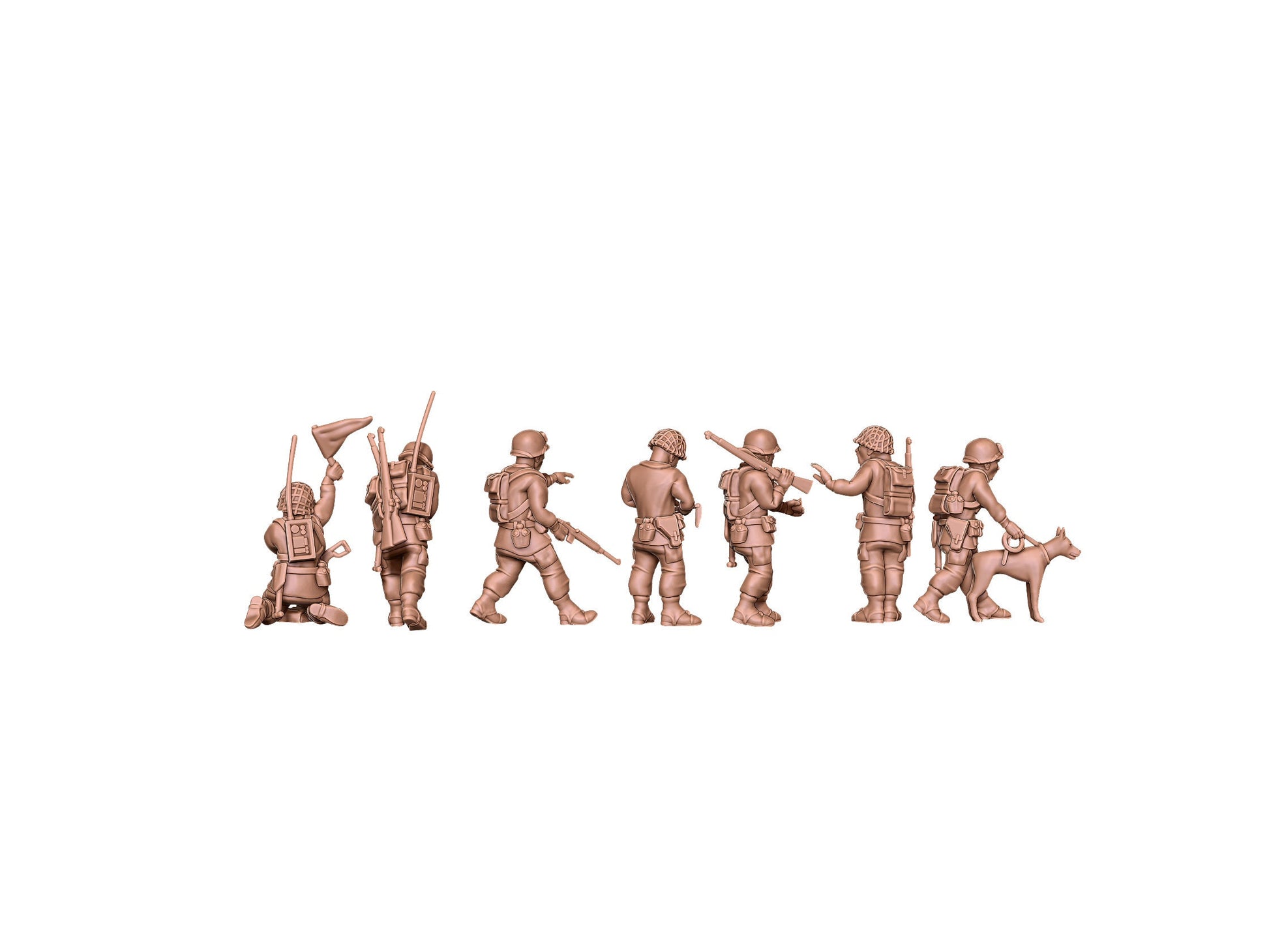 WWII USMC Marines HQ Set (6 models) Various Scales Historical Wargaming