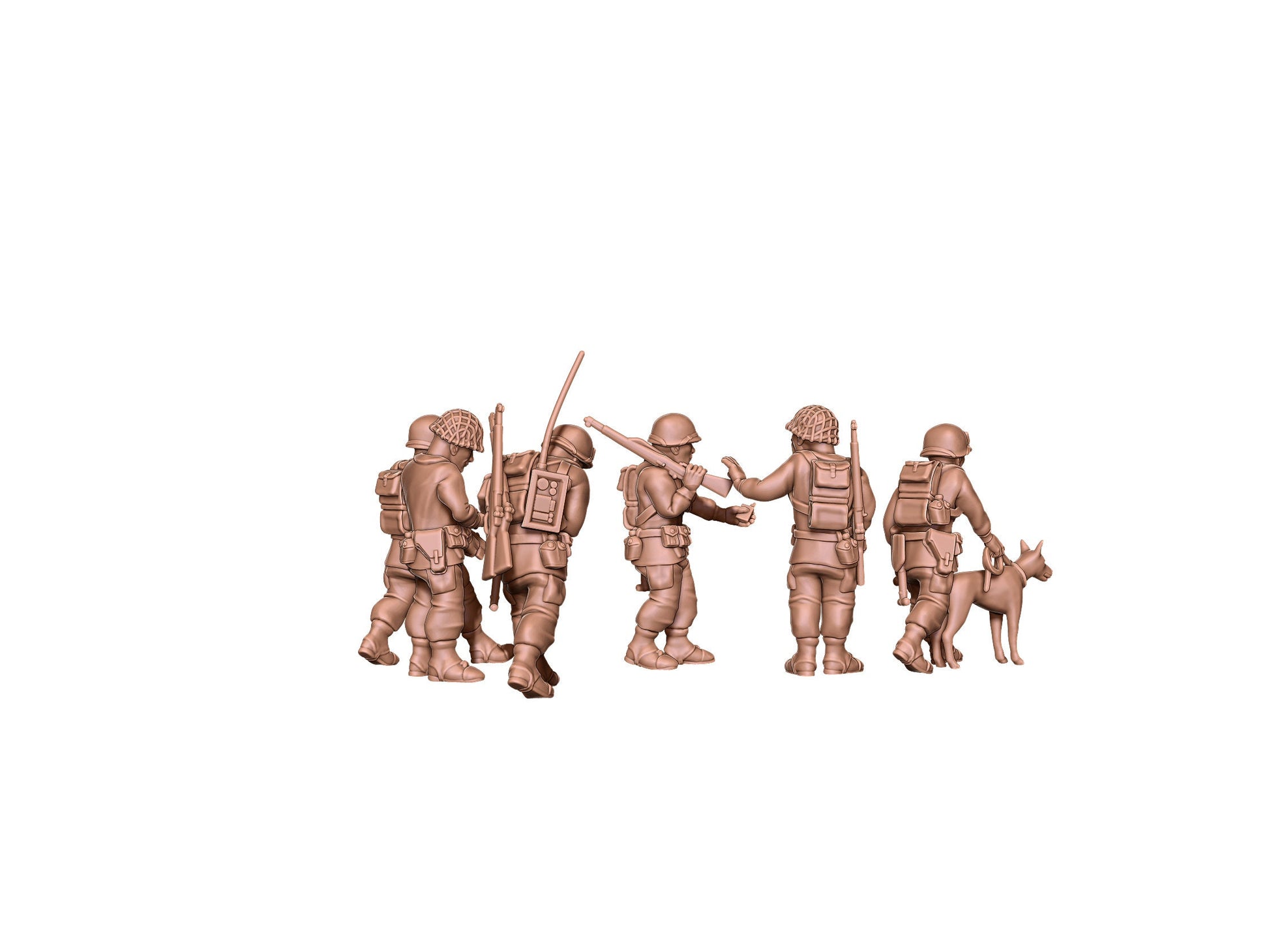 WWII USMC Marines HQ Set (6 models) Various Scales Historical Wargaming