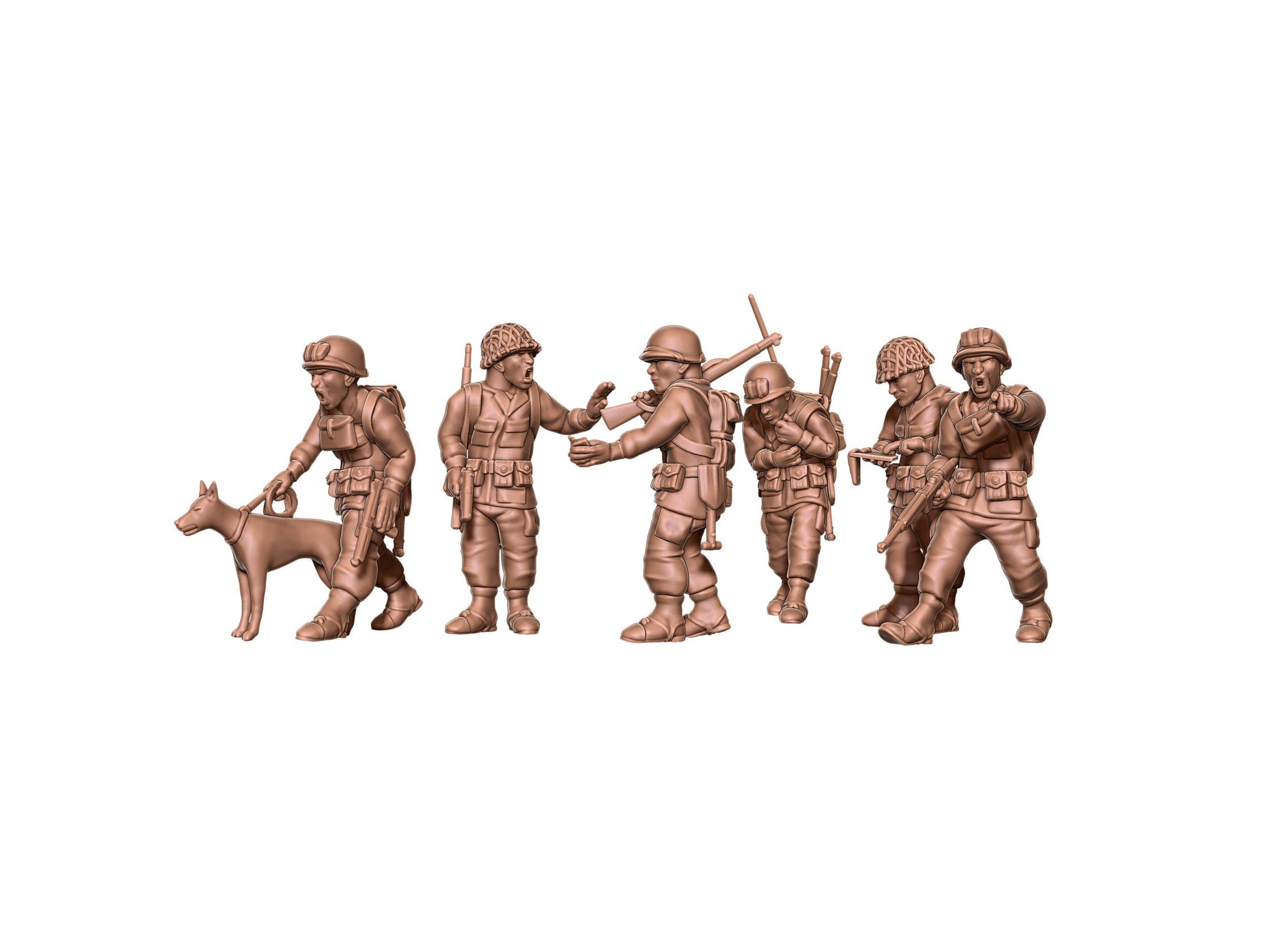 WWII USMC Marines HQ Set (6 models) Various Scales Historical Wargaming