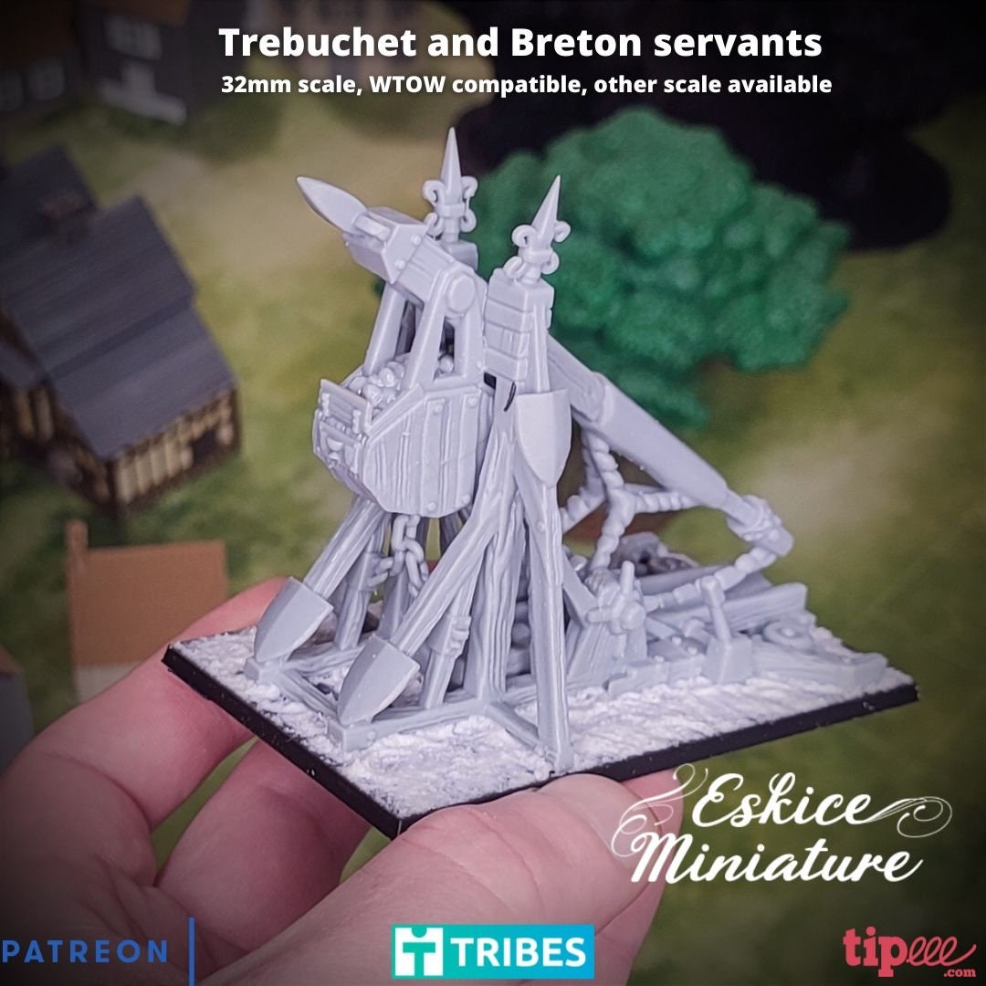 Medieval Trebuchet with Breton Servants Various Scales Historical Wargaming (US tariffs are pre-paid by us)