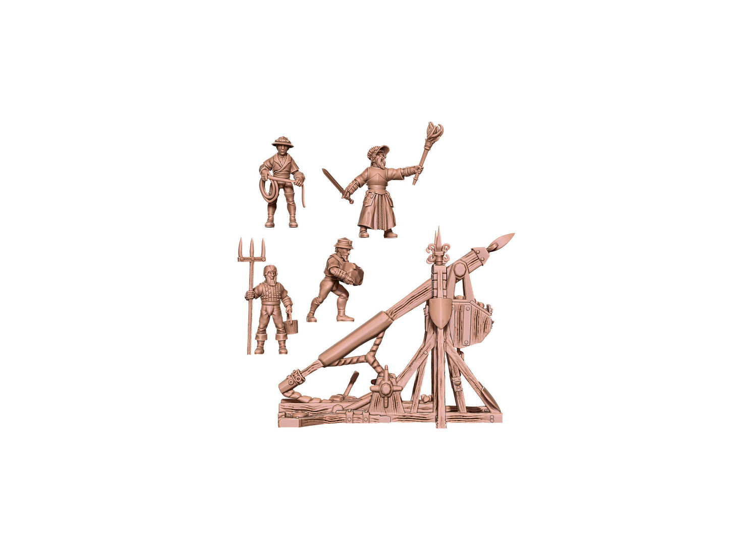 Medieval Trebuchet with Breton Servants Various Scales Historical Wargaming