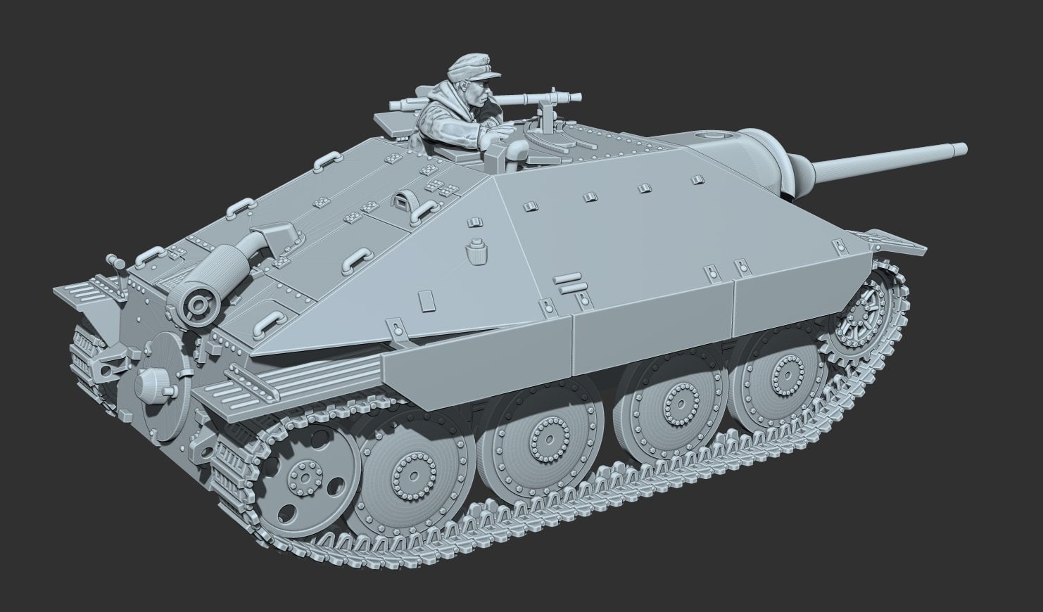 WWII German Jagdpanzer Hetzer with Comnder Various Scales Historical Wargaming