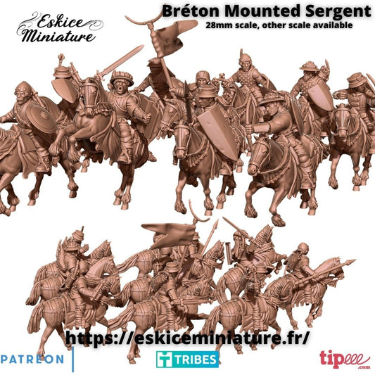 Medieval Breton Mounted Sergents (10 models) Various Scales Historical Wargaming