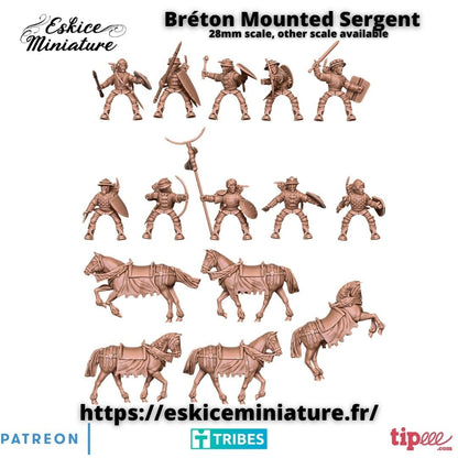 Medieval Breton Mounted Sergents (10 models) Various Scales Historical Wargaming