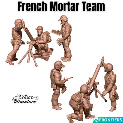 Modern Warfare French Mortar Team (3 models) Various Scales Historical Wargaming (US tariffs are pre-paid by us)