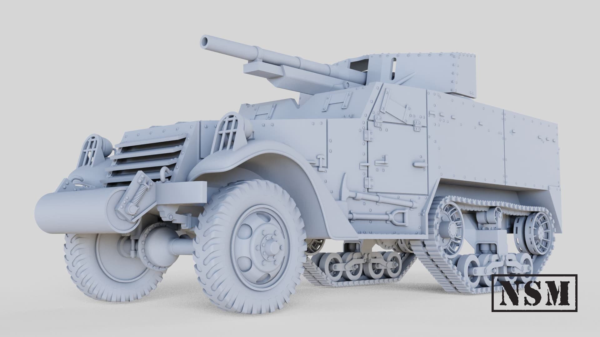 WWII US M3 75mm GMC Halftrack with Option for T12 Various Scales Historical Wargaming