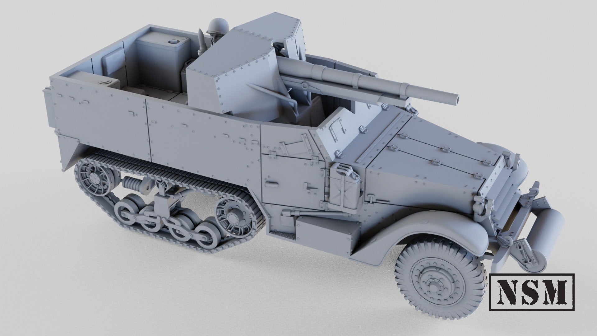 WWII US M3 75mm GMC Halftrack with Option for T12 Various Scales Historical Wargaming