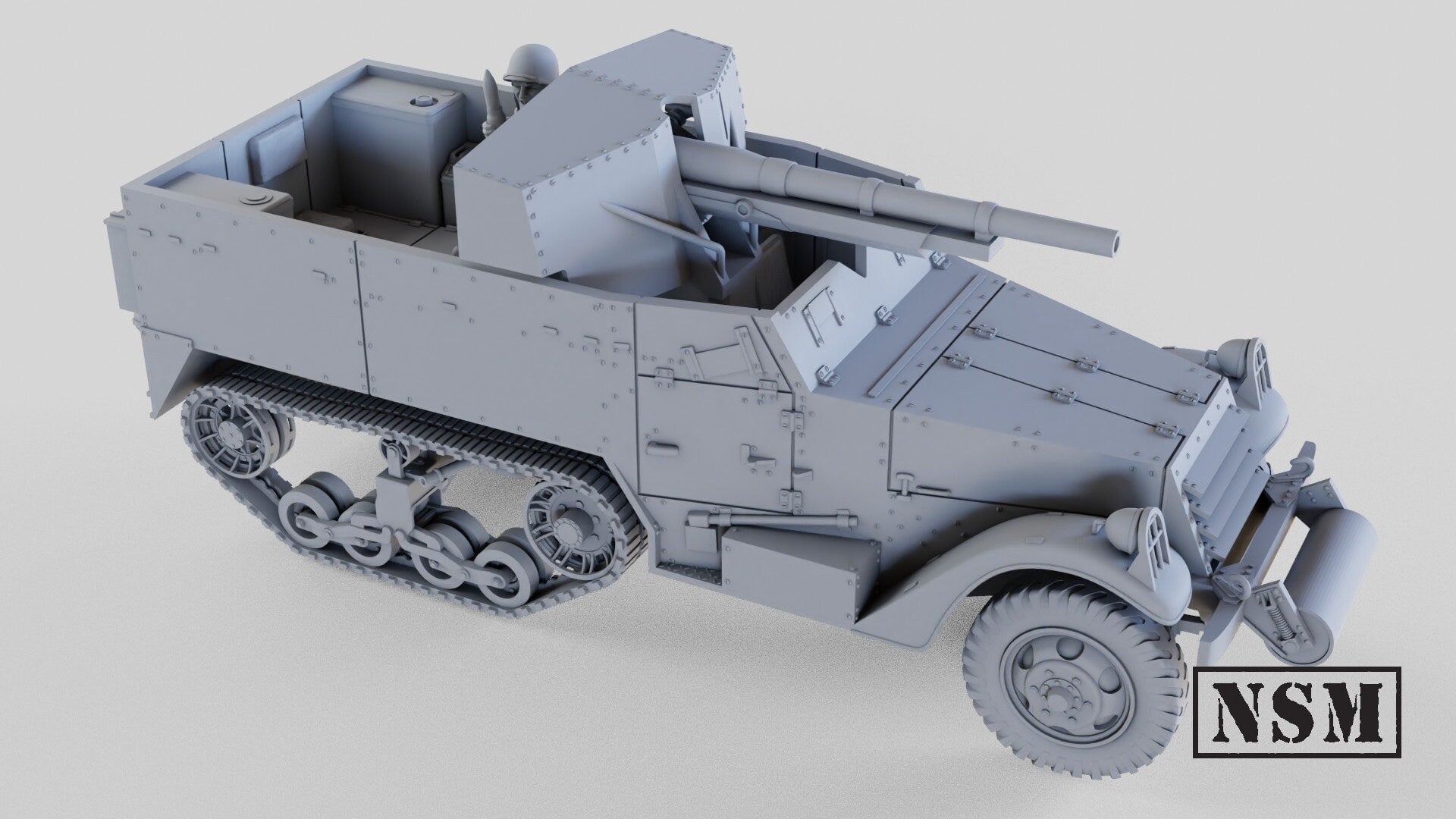 WWII US M3 75mm GMC Halftrack with Option for T12 Various Scales Historical Wargaming