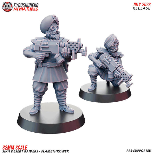 Sikh Desert Raider Flamethrower Team (2 models) Various Scales SF Wargaming (US tariffs are pre-paid by us)