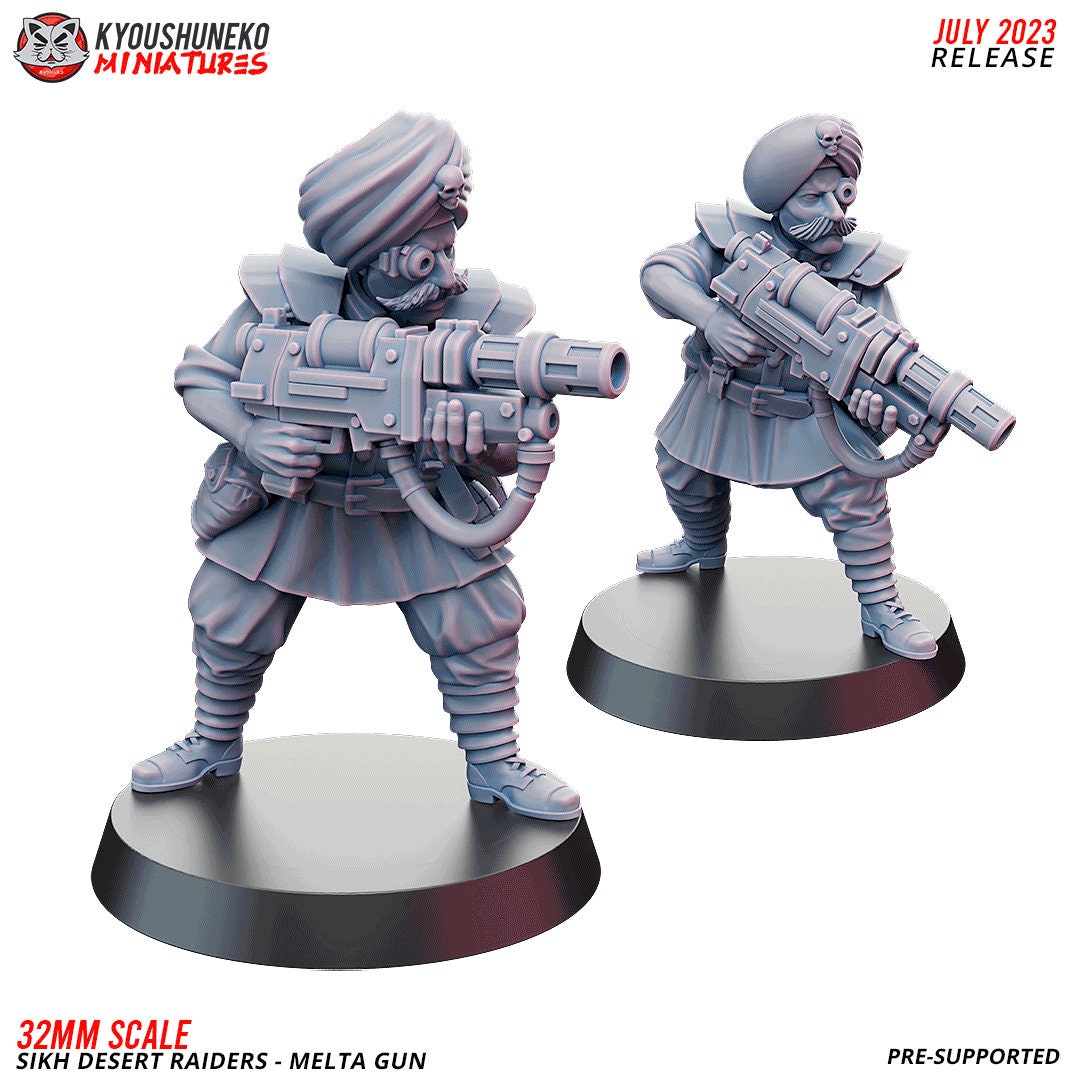 SF Wargaming Sikh Desert Raider Melter Gun (2 models) Various Scales (US tariffs are pre-paid by us)