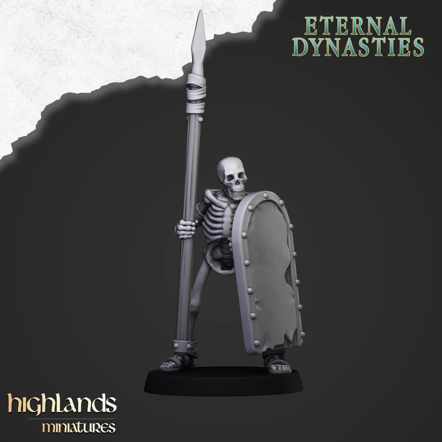 Highland Miniatures Ancient Skeletons with Spears and Hand Weapons x20 TOW AoS Fantasy