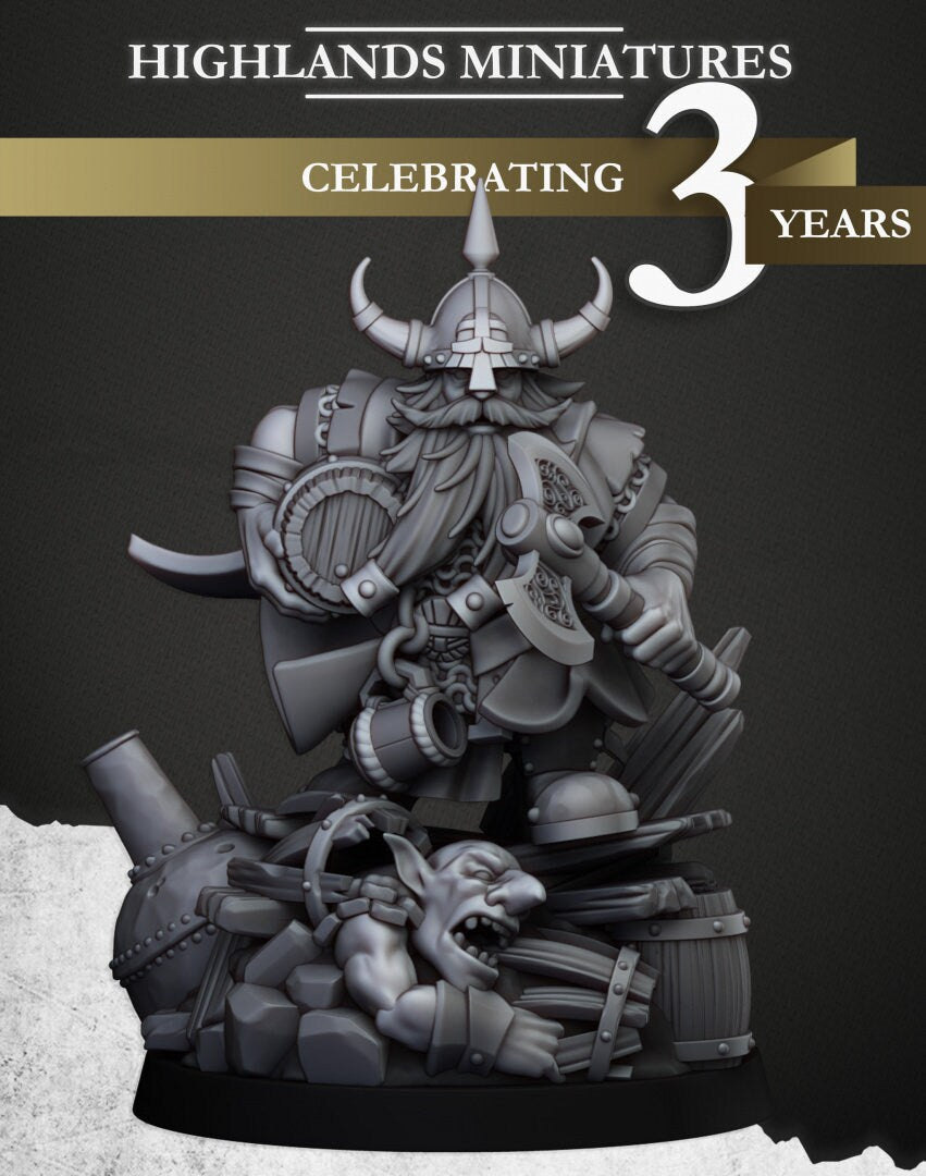 Highland Miniatures Dwarf Brewmaster Fantasy AoS TOW 32mm