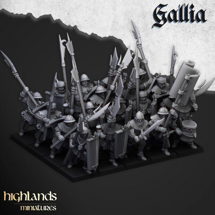 Highland Miniatures Gallia Men at Arms x20 Fantasy AoS TOW
