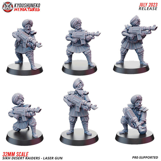 Sikh Desert Raider Laser Gun Squad (6 models) Various Scales SF Wargaming (US tariffs are pre-paid by us)