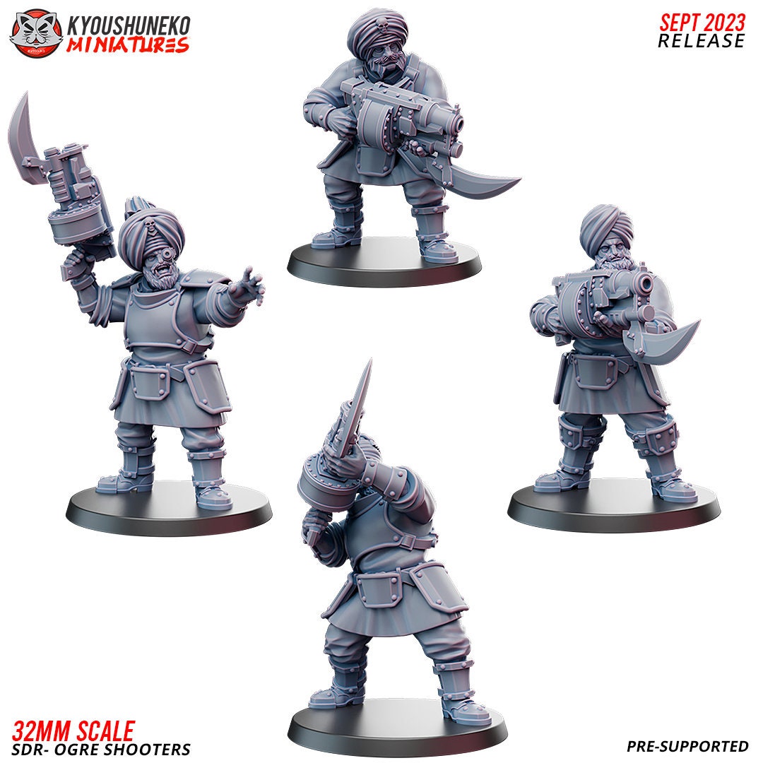 Sikh Desert Riders Ogre Shooters (4 models) Various Scales SF Wargaming (US tariffs are pre-paid by us)
