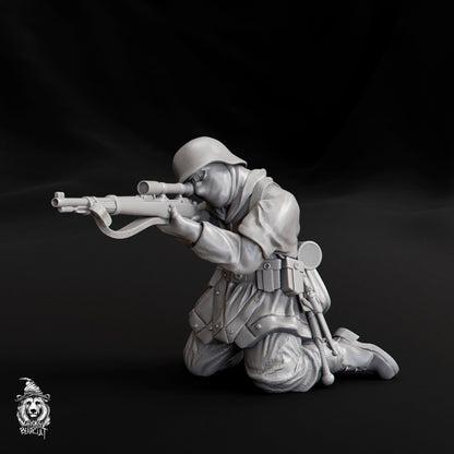 WWII German Sniper Team with Scenic Bases (3 models) Various Scales Historical Wargaming (US tariffs are pre-paid by us)