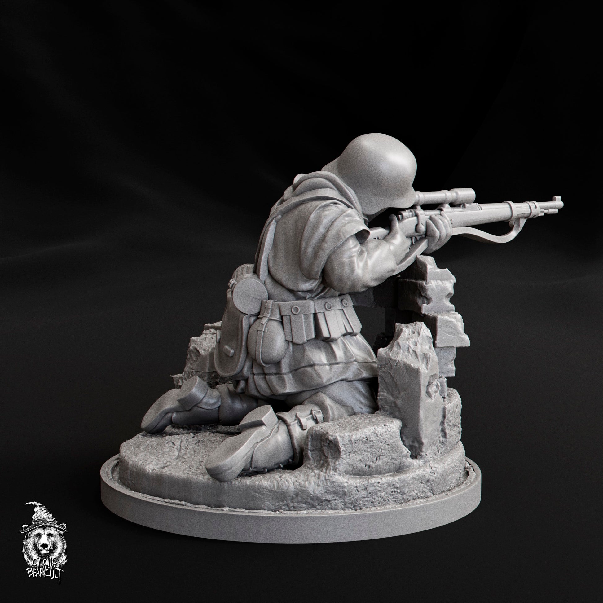 WWII German Sniper Team with Scenic Bases (3 models) Various Scales Historical Wargaming