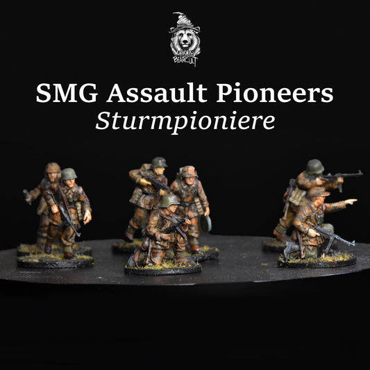WWII German Assault Pioneers SMG Squad (7 models) Various Scales (US tariffs are pre-paid by us)