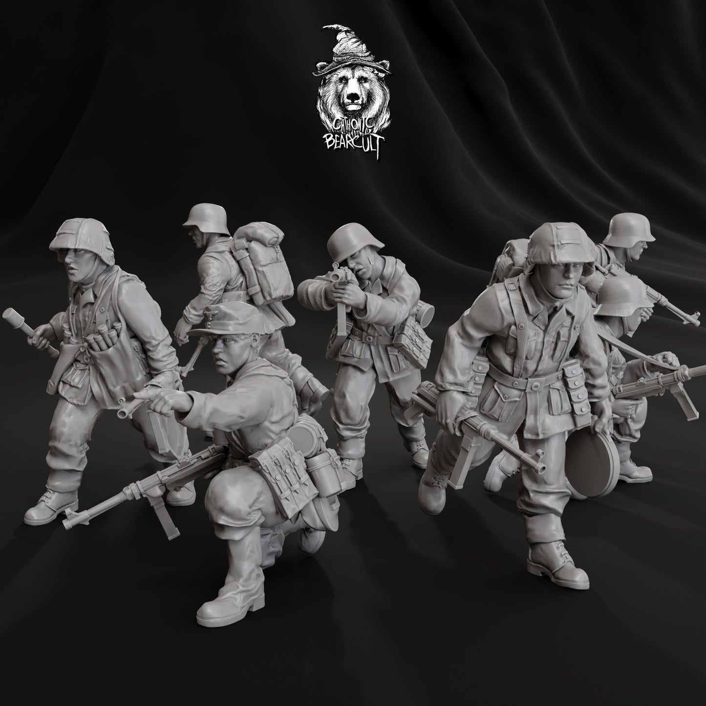 WWII German Assault Pioneers SMG Squad (7 models) Various Scales (US tariffs are pre-paid by us)