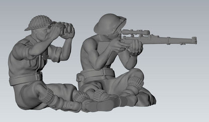 WWII British 8th Army Sniper Team (2 models) Various Scales Historical Wargaming