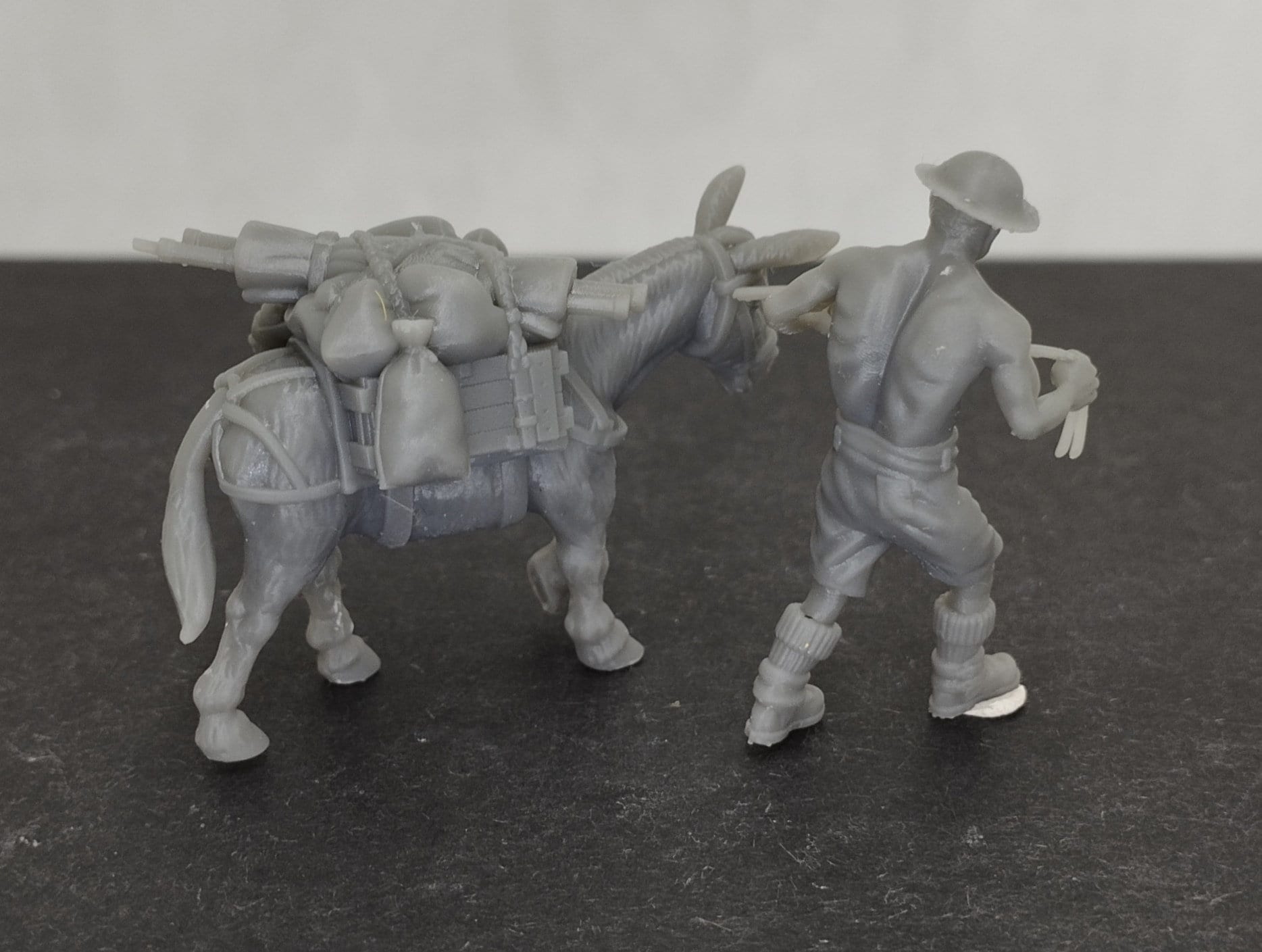 WWII 8th Army Mule Tow with Handler (2 models) Various Scales Historical Wargaming (US tariffs are pre-paid by us)