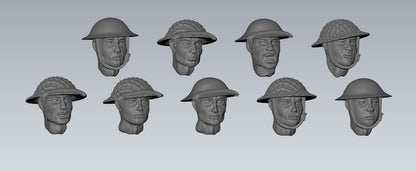 WWII British Heads Set (9 models) Various Scales Historical Wargaming