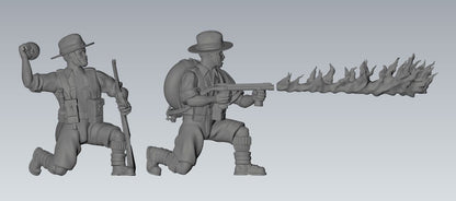 WWII British Gurkha Assault Engineers Flamethrower Team (2 models) Various Scales Historical Wargaming