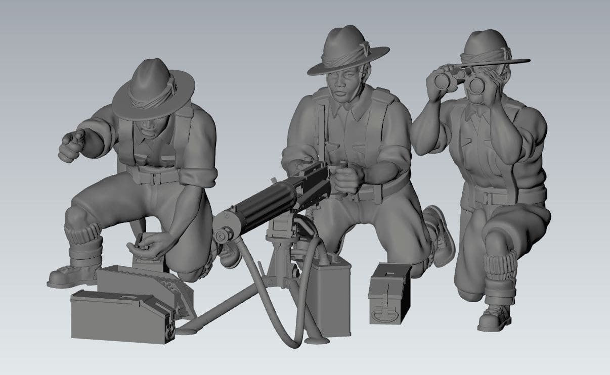 WWII Gurkha Vickers 303 MMG with Crew (3 models) Various Scales Historical Wargaming