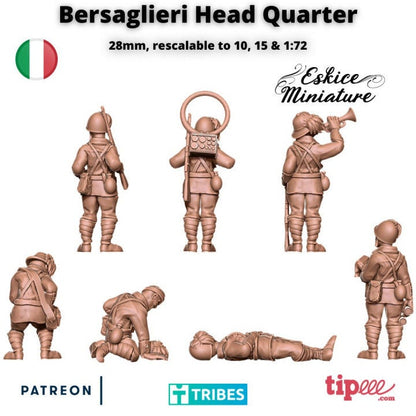WWII Italian Bersaglieri HQ Unit (7 models) Various Scales Historical Wargaming