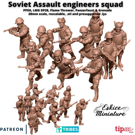WWII Soviet Assault Engineers Squad (10 models) Various Scales Historical Wargaming (US tariffs are pre-paid by us)