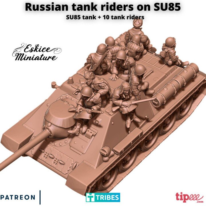 WWII Soviet SU85 with Tank Riders Various Scales Historical Wargaming