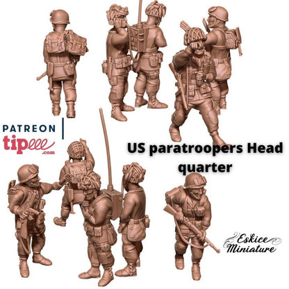 WWII US Paratroopers HQ Set (7 models) Various Scales Historical Wargaming