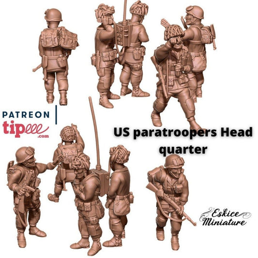 WWII US Paratroopers HQ Set (7 models) Various Scales Historical Wargaming