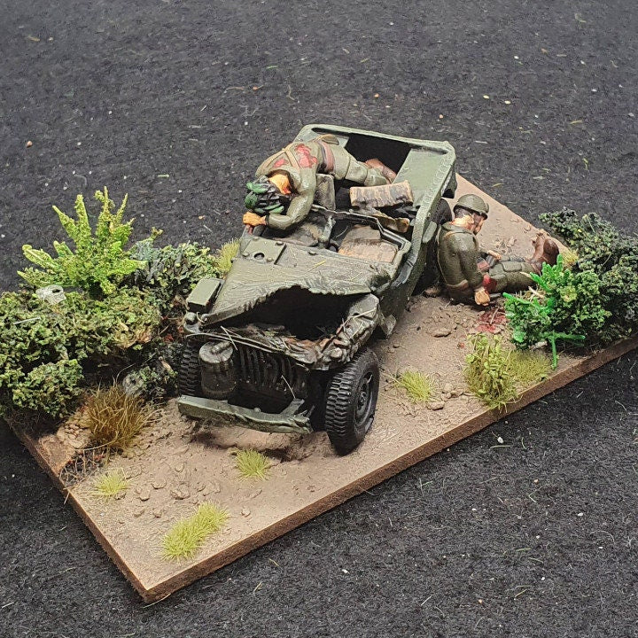 WWII US Paratroopers Jeep Set (3 Jeeps + Trailer) with Crew Various Scales Historical Wargaming