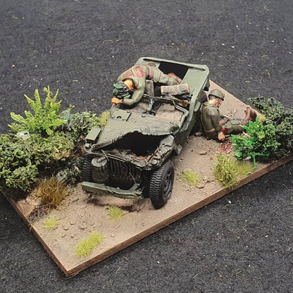 WWII US Paratroopers Jeep Set (3 Jeeps + Trailer) with Crew Various Scales Historical Wargaming